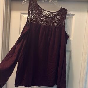 New York & Company Red Asymmetrical Sleeveless Blouse